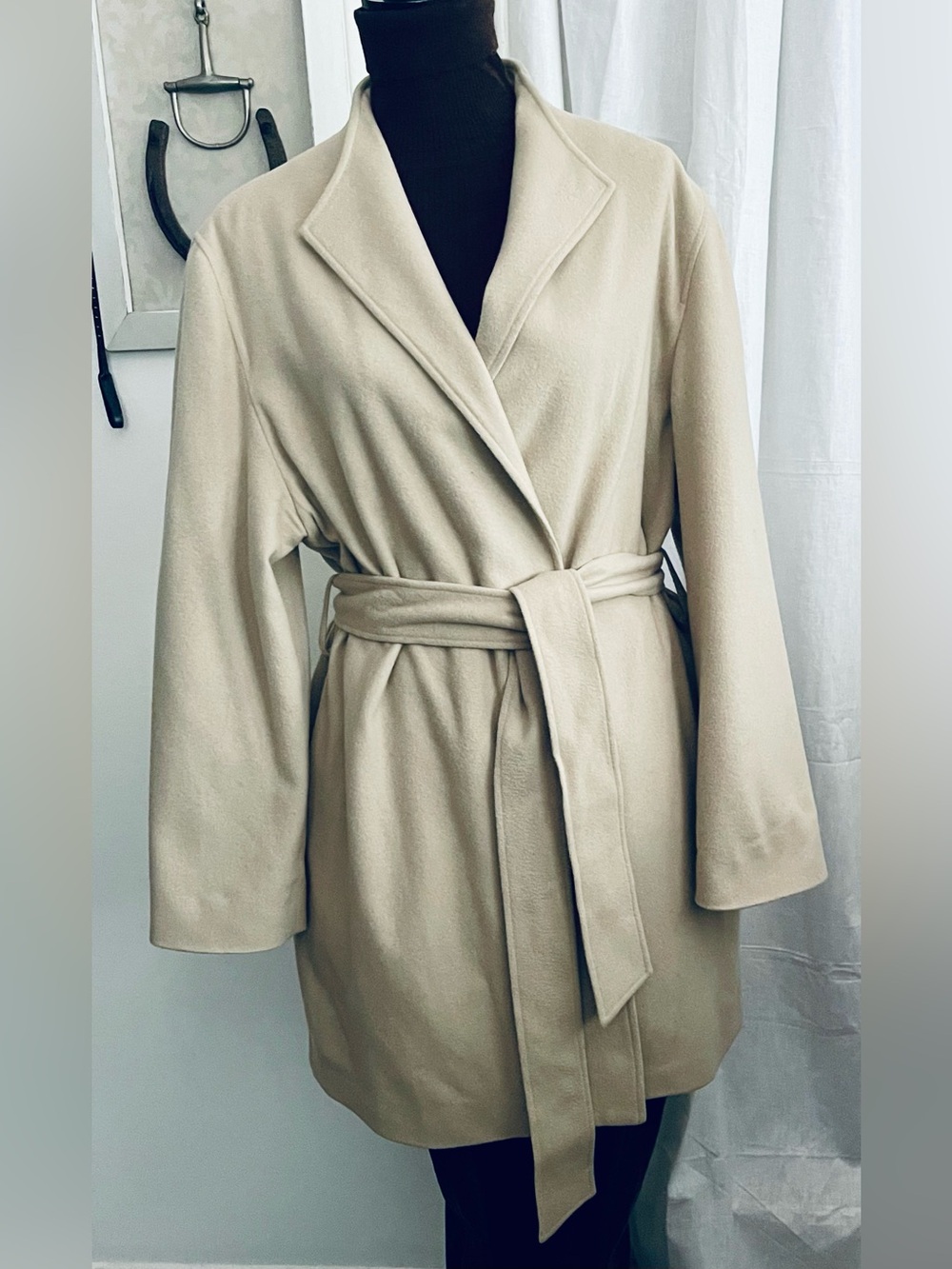 LOUBEN Vintage Cashmere Wool Blend Wrap Front Car Coat Size 16